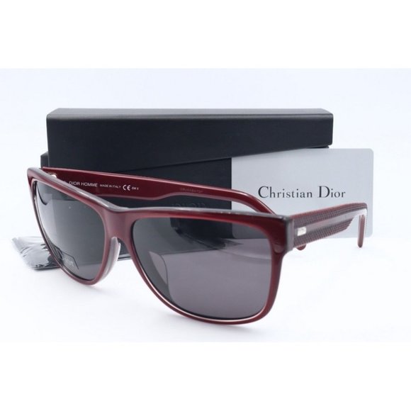 New Christian Dior HOMME 188FS 98PY1 Burgundy Square Sunglasses Gray Lenses 61mm - Picture 1 of 5